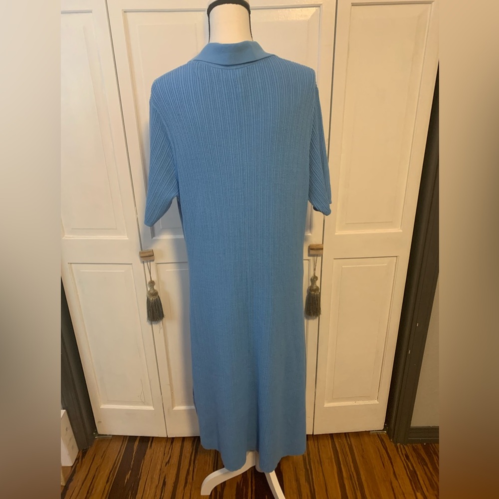 Blue Ribbed Midi Dress - Picture 3 of 6